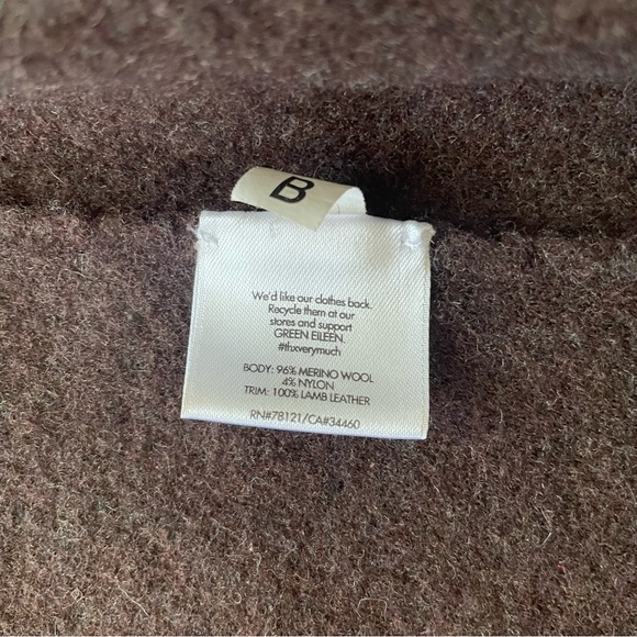 Eileen Fisher Wool and Lamb Leather Blazer Jacket, Brown, Size Large - Picture 10 of 12